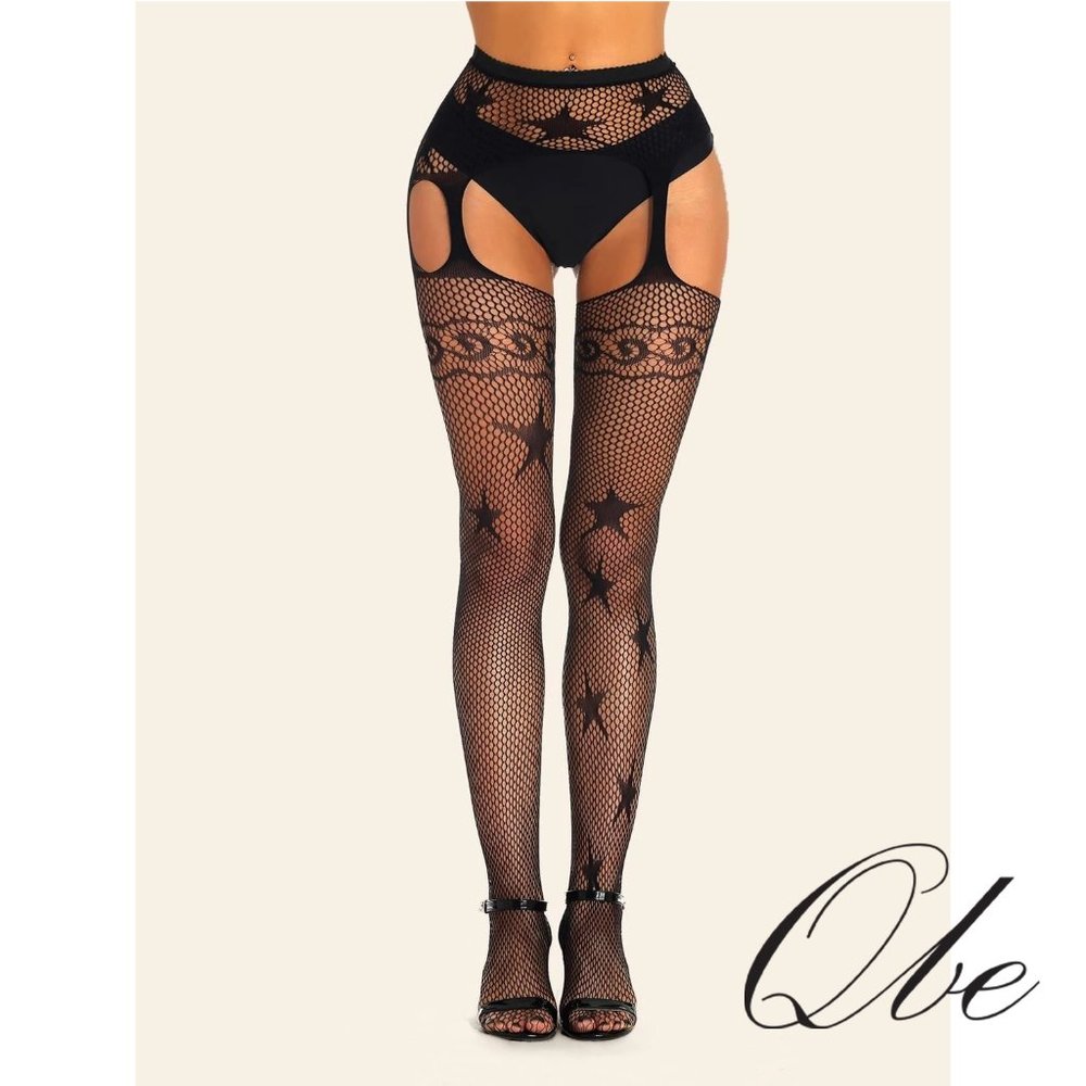 Qbe Star Pattern Fishnet Tights Without Panty